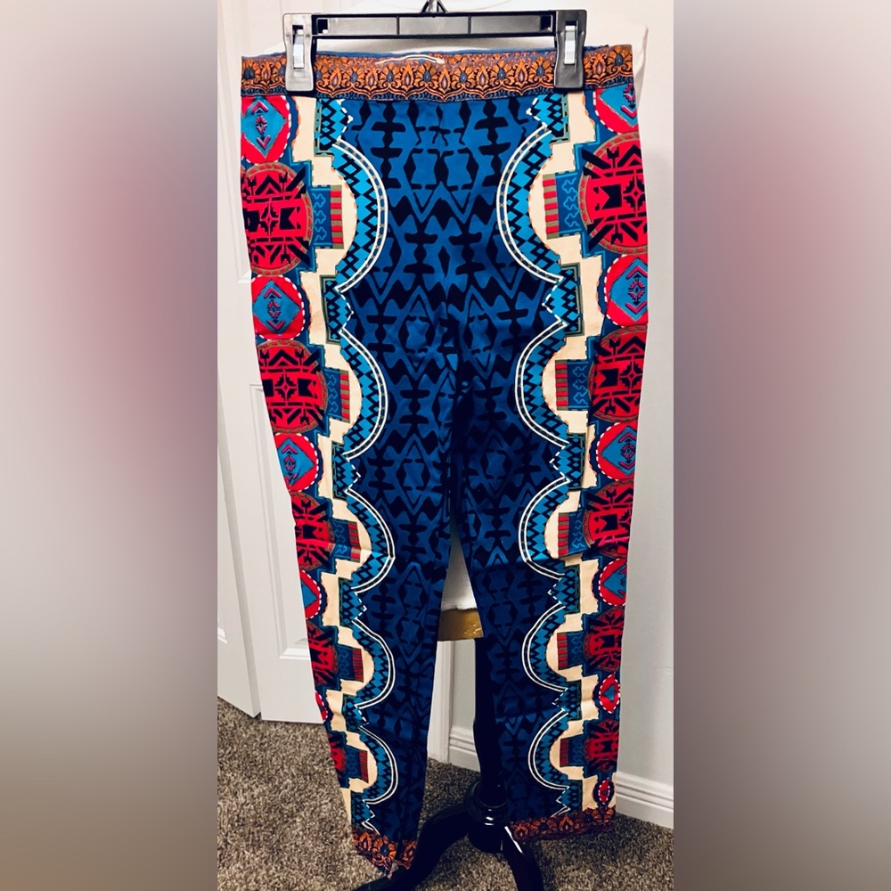 Flying Tomato Blue, Red & Cream Printed Straight Leg Pants